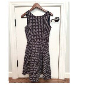 Navy A-line Mini Dress with print